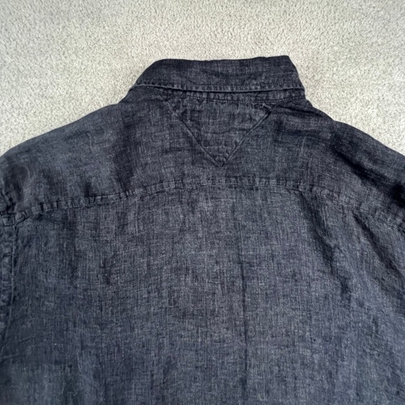 Tommy Hilfiger Mens XXL 100% Linen Regular Fit Shirt Charcoal Grey Elegant Rich - Picture 8 of 16
